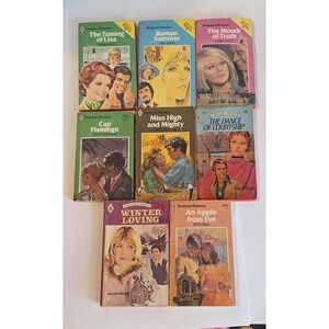 Vtg red edge Harlequin Romance Paperback Book Lot 8 1970s 1980s Flora Kidd Neels